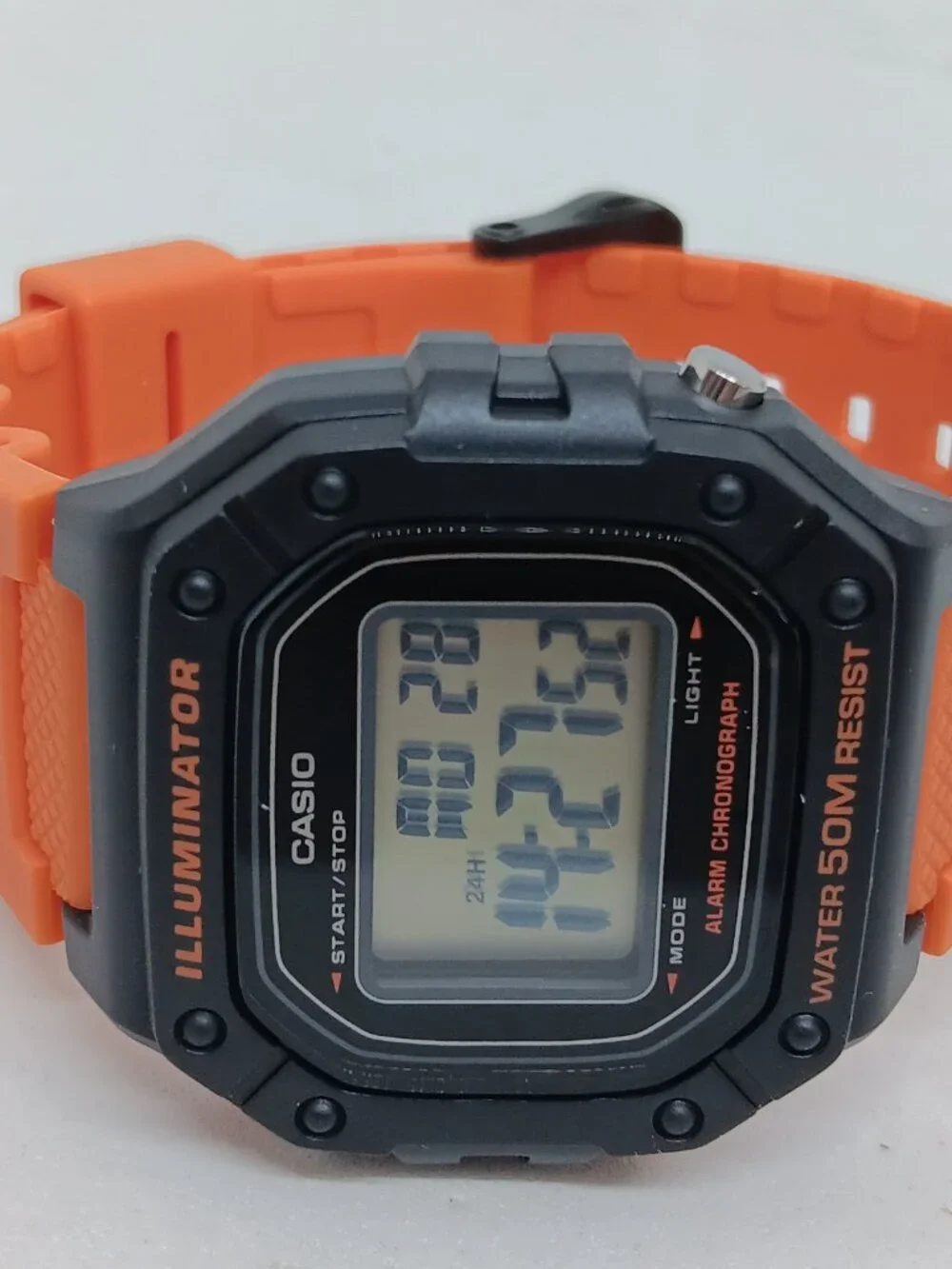Casio W218H-4B2V [mod 3224] Men's 43mm x 40mm Orange Resin Band Digital Watch